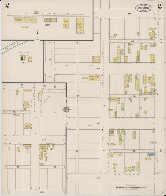 Sanborn Fire Insurance Map from Anchorage, Anchorage Census Division, Alaska (1922), Sheet #0002 - Historic Sanborn Fire Insurance Map Print, vintage old map wall art, antique decor, genealogy gift, Alaska Alaska map