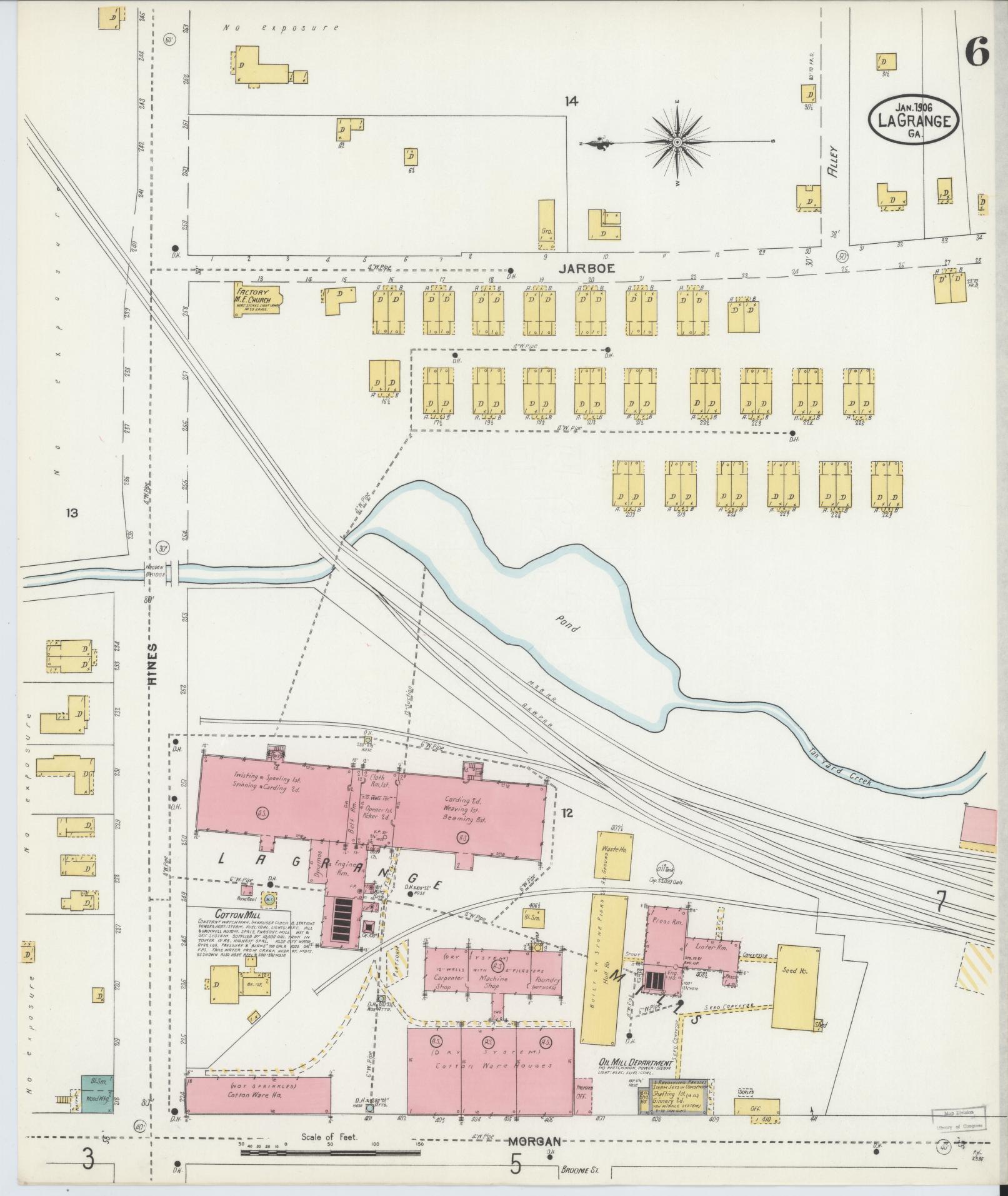 Sanborn Fire Insurance Map from La Grange, Troup County, Georgia (1906), Sheet #0006 - Complete Map Set gallery image, historic Sanborn map, vintage wall art, Georgia Georgia