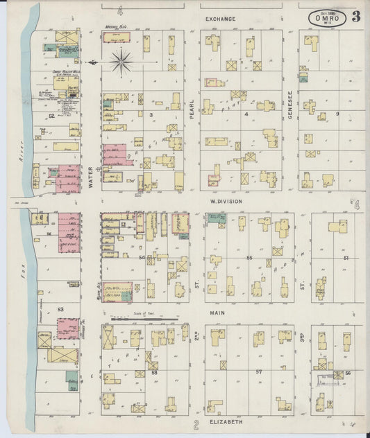 Sanborn Fire Insurance Map from Omro, Winnebago County, Wisconsin (1895), Sheet #0003 - Historic Sanborn Fire Insurance Map Print, vintage old map wall art, antique decor, genealogy gift, Wisconsin Wisconsin map