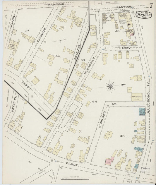 Sanborn Fire Insurance Map from Beverly, Essex County, Massachusetts (1886), Sheet #0007 - Historic Sanborn Fire Insurance Map Print, vintage old map wall art, antique decor, genealogy gift, Massachusetts Massachusetts map