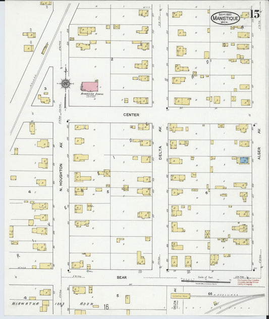 Sanborn Fire Insurance Map from Manistique, Schoolcraft County, Michigan (1920), Sheet #0015 - Historic Sanborn Fire Insurance Map Print, vintage old map wall art, antique decor, genealogy gift, Michigan Michigan map