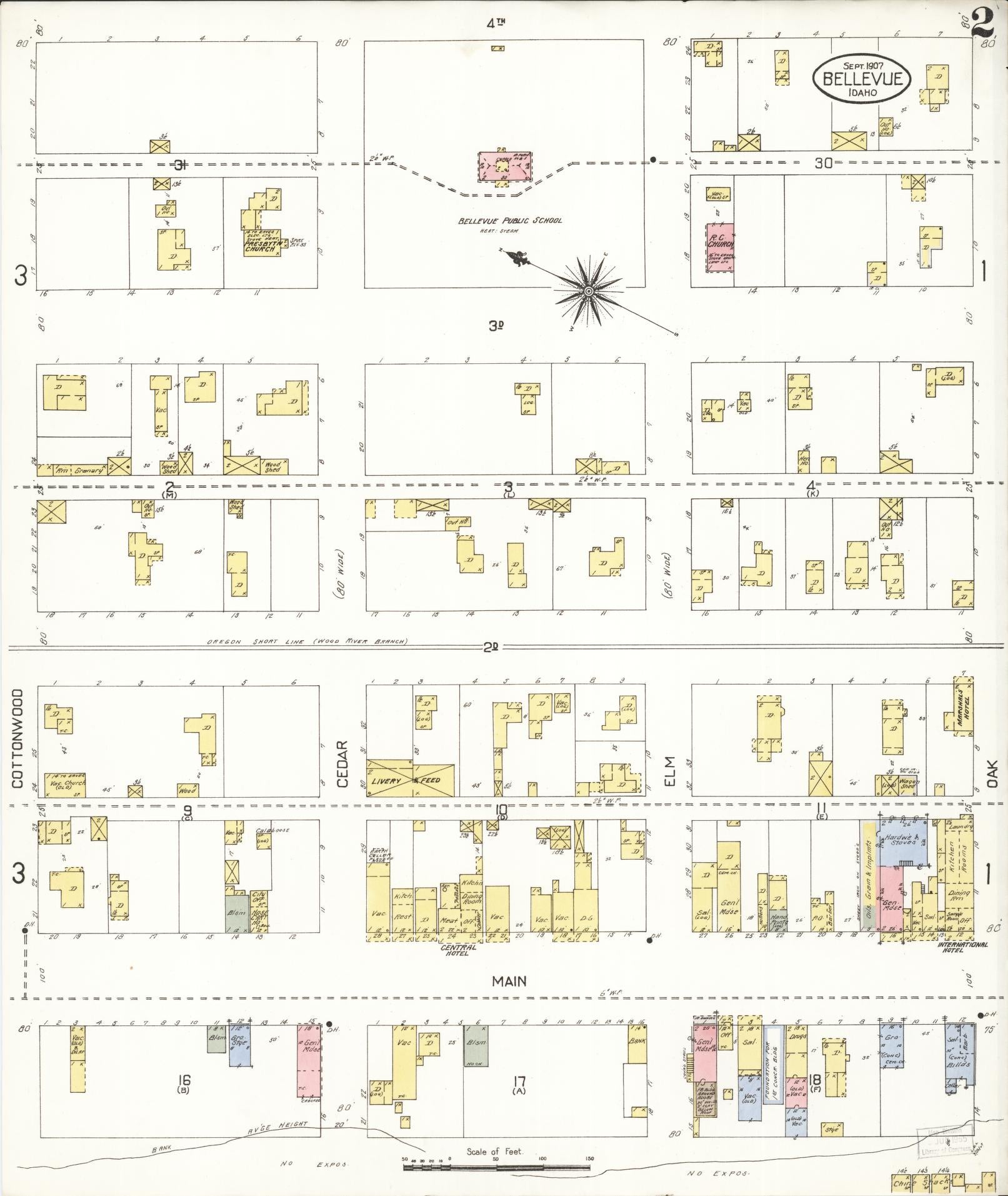 Sanborn Fire Insurance Map from Bellevue, Blaine County, Idaho (1907), Sheet #0002 - Complete Map Set gallery image, historic Sanborn map, vintage wall art, Idaho Idaho