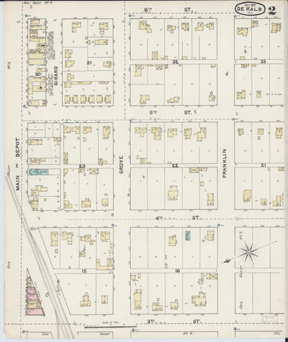 Sanborn Fire Insurance Map from De Kalb, De Kalb County, Illinois (1891), Sheet #0002 - Complete Map Set gallery image, historic Sanborn map, vintage wall art, Illinois Illinois
