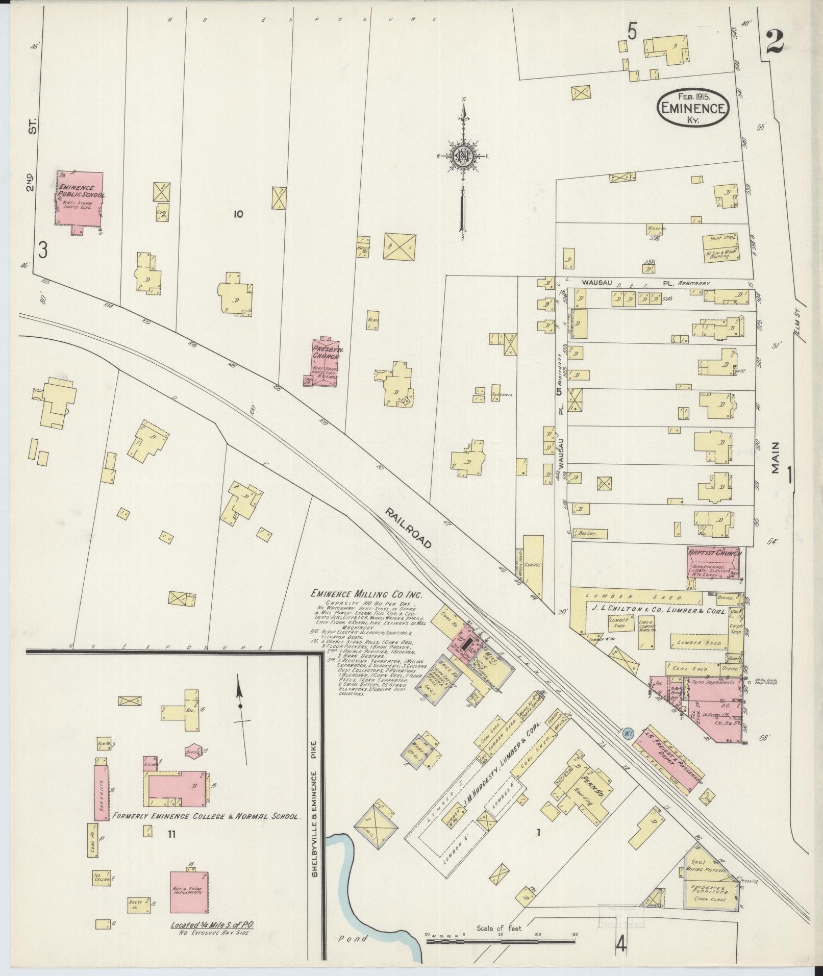 Sanborn Fire Insurance Map from Eminence, Henry County, Kentucky (1915), Sheet #0002 - Complete Map Set gallery image, historic Sanborn map, vintage wall art, Kentucky Kentucky