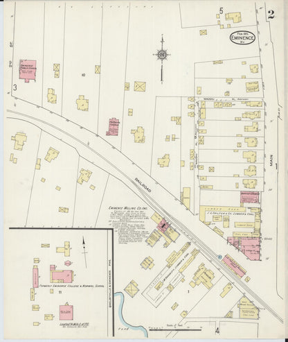 Sanborn Fire Insurance Map from Eminence, Henry County, Kentucky (1915), Sheet #0002 - Complete Map Set gallery image, historic Sanborn map, vintage wall art, Kentucky Kentucky