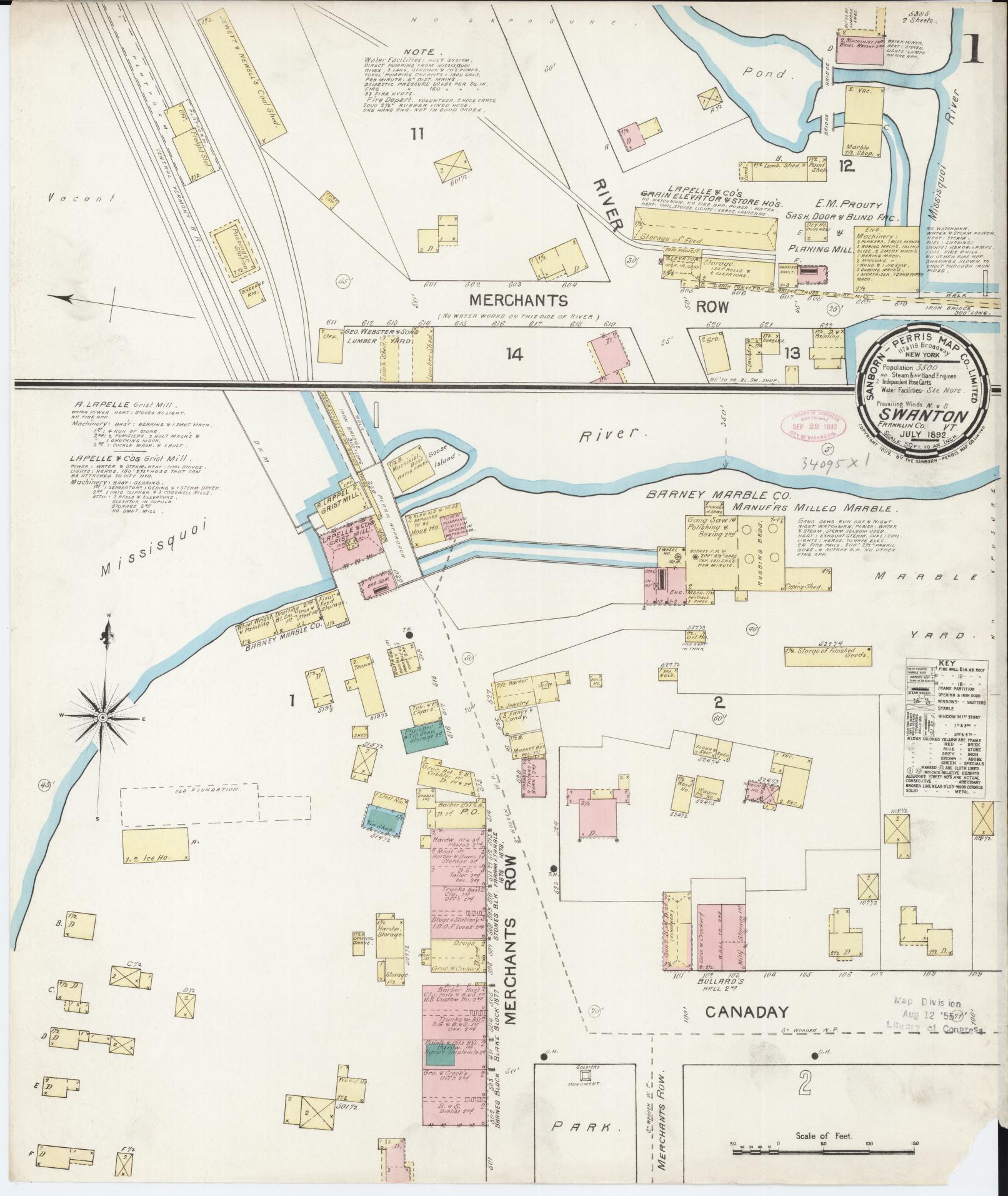Sanborn Fire Insurance Map from Swanton, Franklin County, Vermont. (1892) – Historic Sanborn Fire Insurance Map Print
