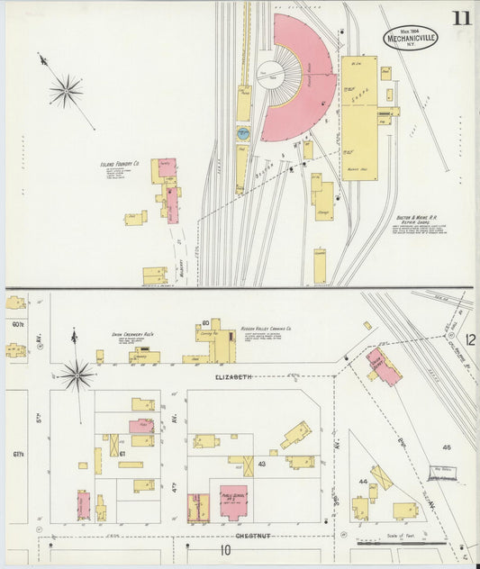 Sanborn Fire Insurance Map from Mechanicville, Saratoga County, New York (1904), Sheet #0010 - Historic Sanborn Fire Insurance Map Print, vintage old map wall art, antique decor, genealogy gift, New York New York map