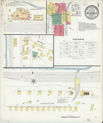 Sanborn Fire Insurance Map from McDonald, Washington County, Pennsylvania (1908), Sheet #0001 - Complete Map Set gallery image, historic Sanborn map, vintage wall art, Pennsylvania Pennsylvania