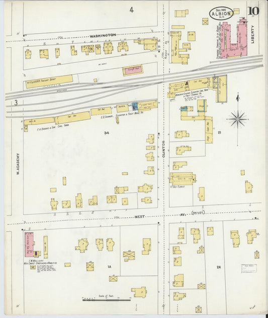 Sanborn Fire Insurance Map from Albion, Orleans County, New York (1905), Sheet #0010 - Historic Sanborn Fire Insurance Map Print, vintage old map wall art, antique decor, genealogy gift, New York New York map