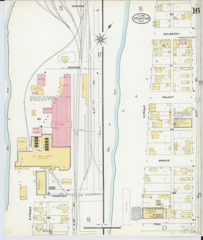 Sanborn Fire Insurance Map from Ironton, Lawrence County, Ohio (1904), Sheet #0016 - Historic Sanborn Fire Insurance Map Print, vintage old map wall art, antique decor, genealogy gift, Ohio Ohio map