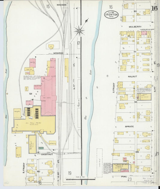 Sanborn Fire Insurance Map from Ironton, Lawrence County, Ohio (1904), Sheet #0016 - Historic Sanborn Fire Insurance Map Print, vintage old map wall art, antique decor, genealogy gift, Ohio Ohio map