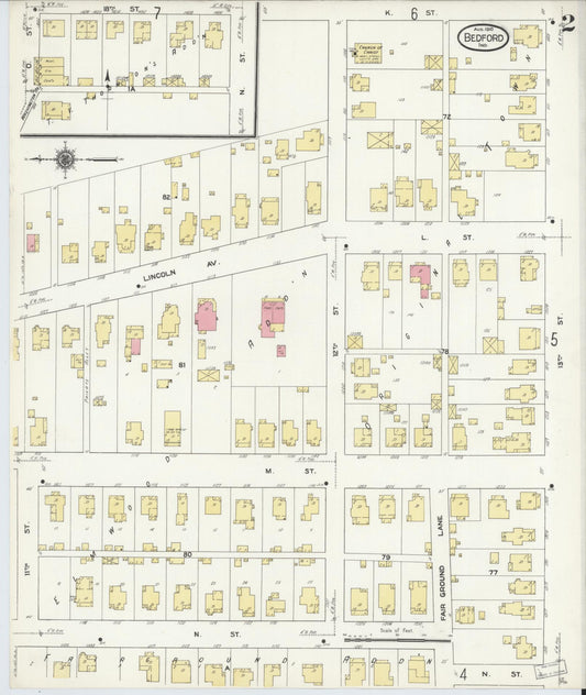 Sanborn Fire Insurance Map from Bedford, Lawrence County, Indiana (1910), Sheet #0002 - Historic Sanborn Fire Insurance Map Print, vintage old map wall art, antique decor, genealogy gift, Indiana Indiana map