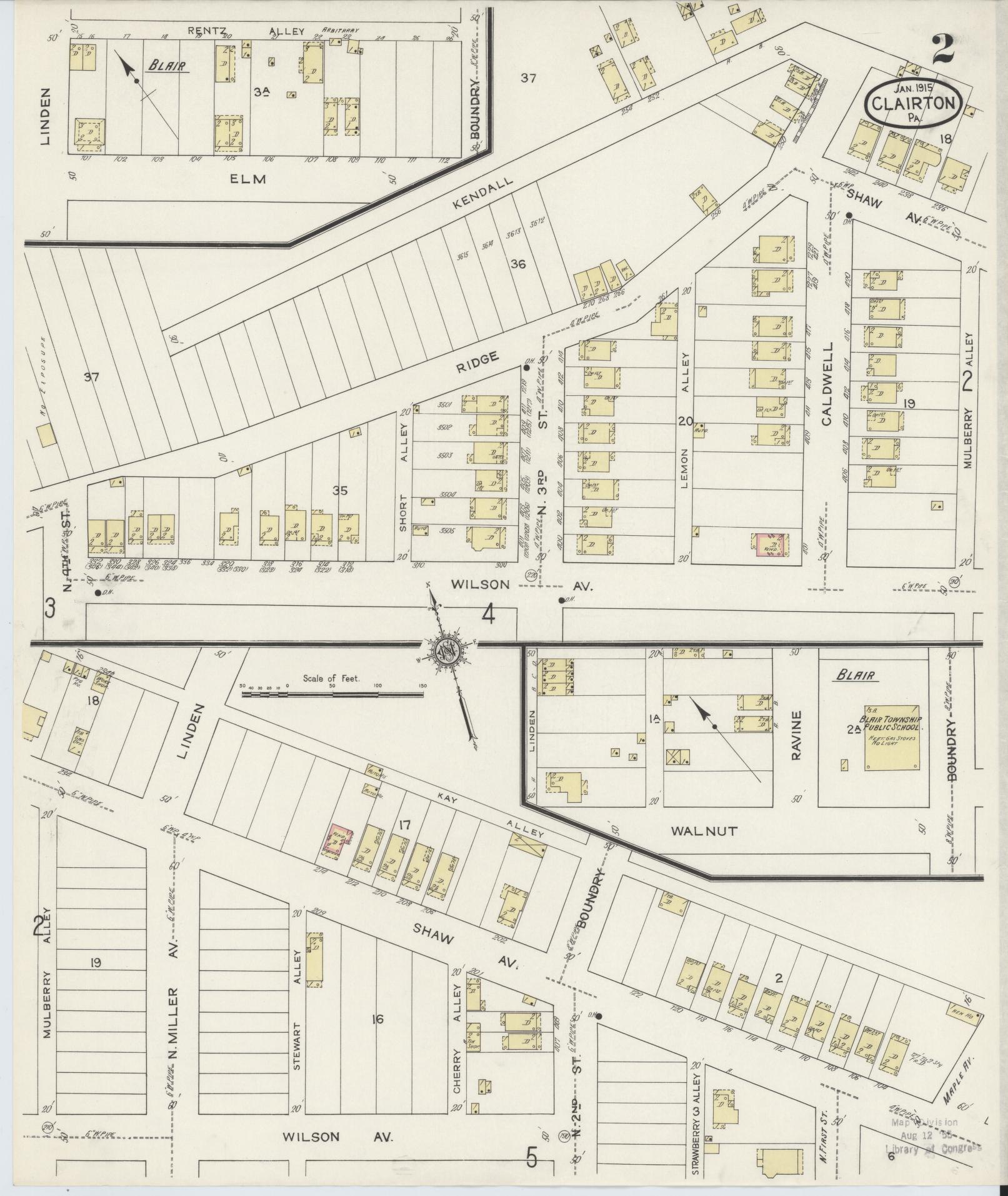 Sanborn Fire Insurance Map from Clairton, Allegheny County, Pennsylvania (1915), Sheet #0002 - Historic Sanborn Fire Insurance Map Print, vintage old map wall art, antique decor, genealogy gift, Pennsylvania Pennsylvania map