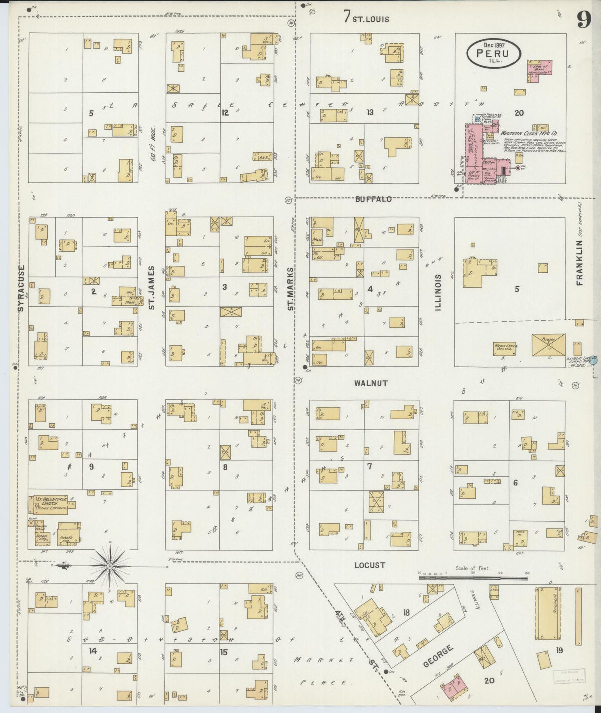 Sanborn Fire Insurance Map from Peru, La Salle County, Illinois (1897), Sheet #0009 - Complete Map Set gallery image, historic Sanborn map, vintage wall art, Illinois Illinois