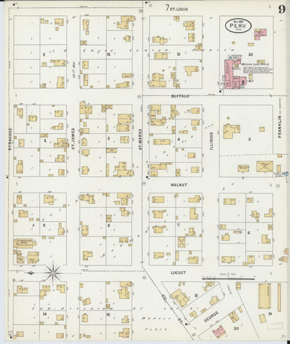 Sanborn Fire Insurance Map from Peru, La Salle County, Illinois (1897), Sheet #0009 - Complete Map Set gallery image, historic Sanborn map, vintage wall art, Illinois Illinois