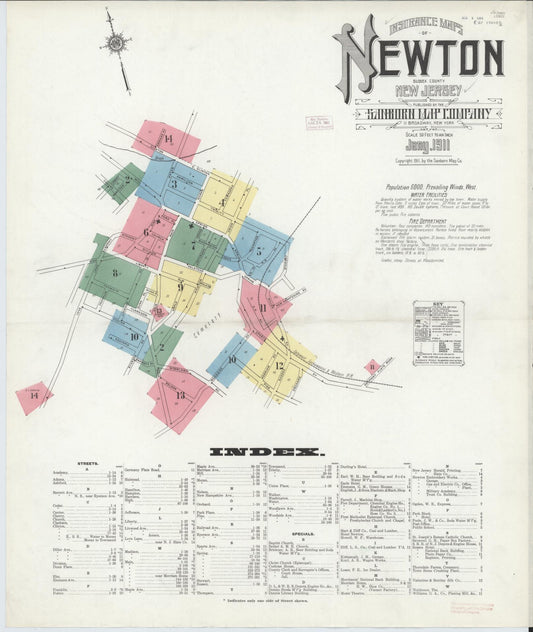 Sanborn Fire Insurance Map from Newton, Sussex County, New Jersey. (1911) – Historic Sanborn Fire Insurance Map Print