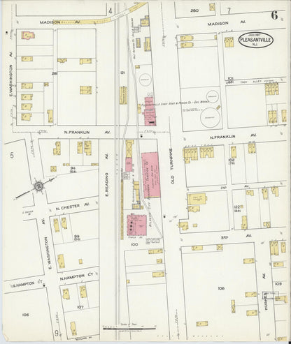 Sanborn Fire Insurance Map from Pleasantville, Atlantic County, New Jersey (1917), Sheet #0006 - Historic Sanborn Fire Insurance Map Print, vintage old map wall art, antique decor, genealogy gift, New Jersey New Jersey map