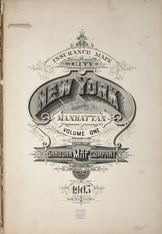 Sanborn Fire Insurance Map from New York, Bronx, Manhattan, New York (1905), Sheet #0001 - Historic Sanborn Fire Insurance Map Print, vintage old map wall art, antique decor, genealogy gift, New York New York map