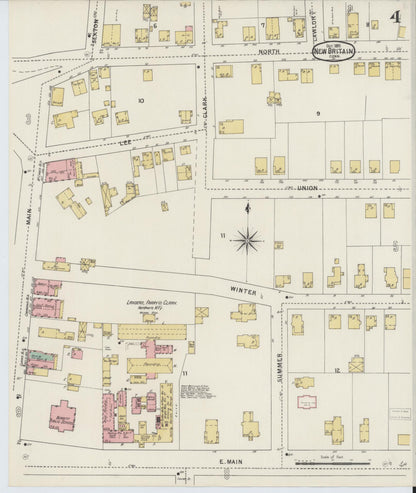 Sanborn Fire Insurance Map from New Britain, Hartford County, Connecticut (1895), Sheet #0004 - Complete Map Set gallery image, historic Sanborn map, vintage wall art, Connecticut Connecticut