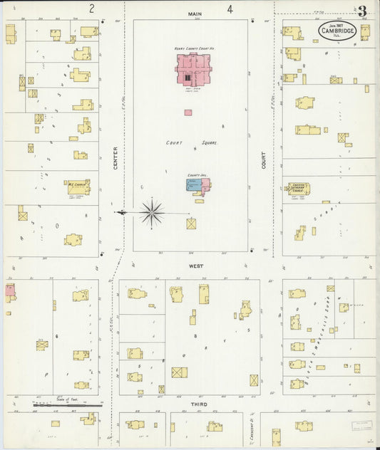 Sanborn Fire Insurance Map from Cambridge, Henry County, Illinois (1907), Sheet #0003 - Historic Sanborn Fire Insurance Map Print, vintage old map wall art, antique decor, genealogy gift, Illinois Illinois map