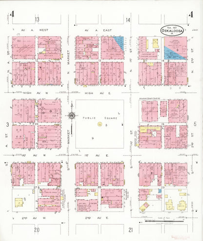Sanborn Fire Insurance Map from Oskaloosa, Mahaska County, Iowa (1927), Sheet #0004 - Historic Sanborn Fire Insurance Map Print, vintage old map wall art