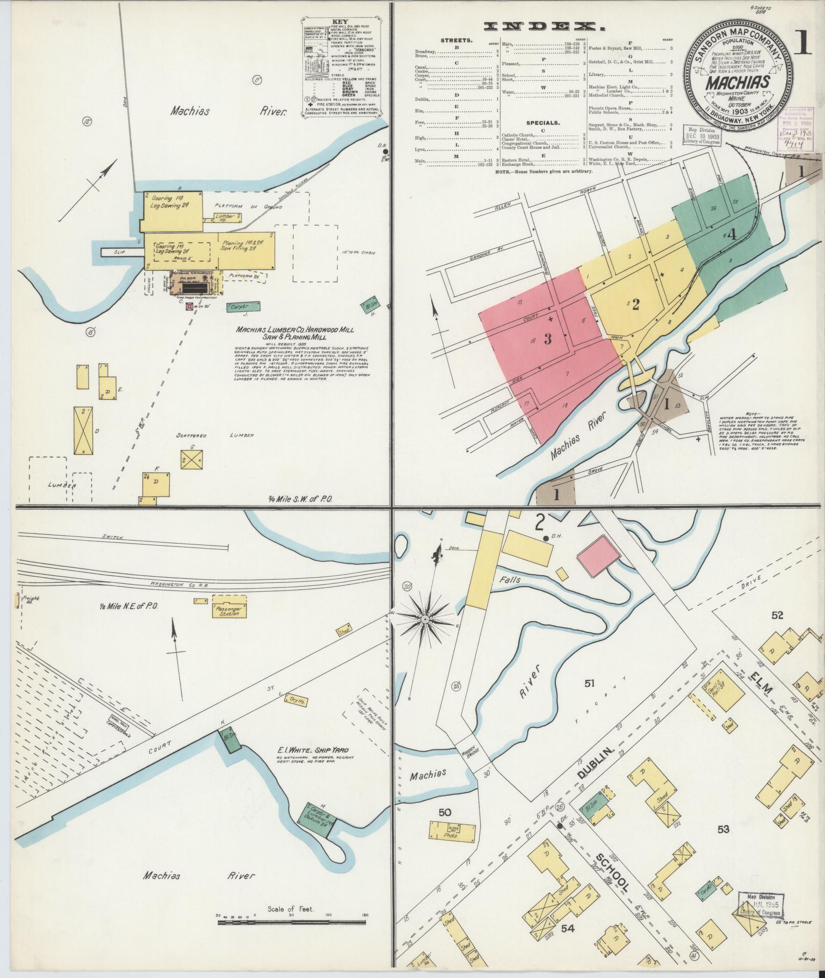 Sanborn Fire Insurance Map from Machias, Washington County, Maine. (1903) – Historic Sanborn Fire Insurance Map Print