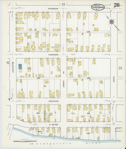Sanborn Fire Insurance Map from Ogdensburg, St. Lawrence County, New York (1918), Sheet #0028 - Complete Map Set gallery image, historic Sanborn map, vintage wall art, New York New York