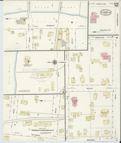 Sanborn Fire Insurance Map from Flushing, Genesee County, Michigan (1910), Sheet #0002 - Complete Map Set gallery image, historic Sanborn map, vintage wall art, Michigan Michigan