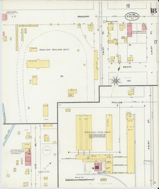 Sanborn Fire Insurance Map from Fulton, Oswego County, New York (1906), Sheet #0018 - Historic Sanborn Fire Insurance Map Print, vintage old map wall art, antique decor, genealogy gift, New York New York map
