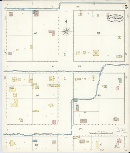 Sanborn Fire Insurance Map from Mount Pleasant, Sanpete County, Utah (1892), Sheet #0005 - Complete Map Set gallery image, historic Sanborn map, vintage wall art, Utah Utah