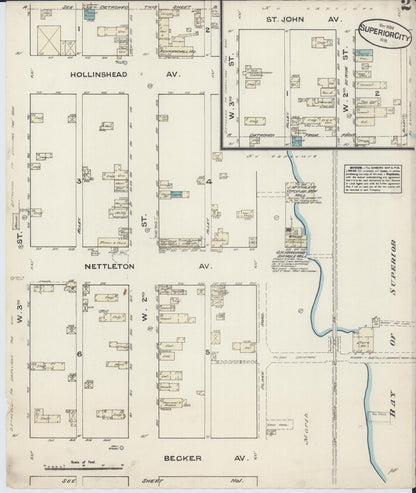 Sanborn Fire Insurance Map from Superior, Douglas County, Wisconsin (1884), Sheet #0002 - Historic Sanborn Fire Insurance Map Print, vintage old map wall art, antique decor, genealogy gift, Wisconsin Wisconsin map