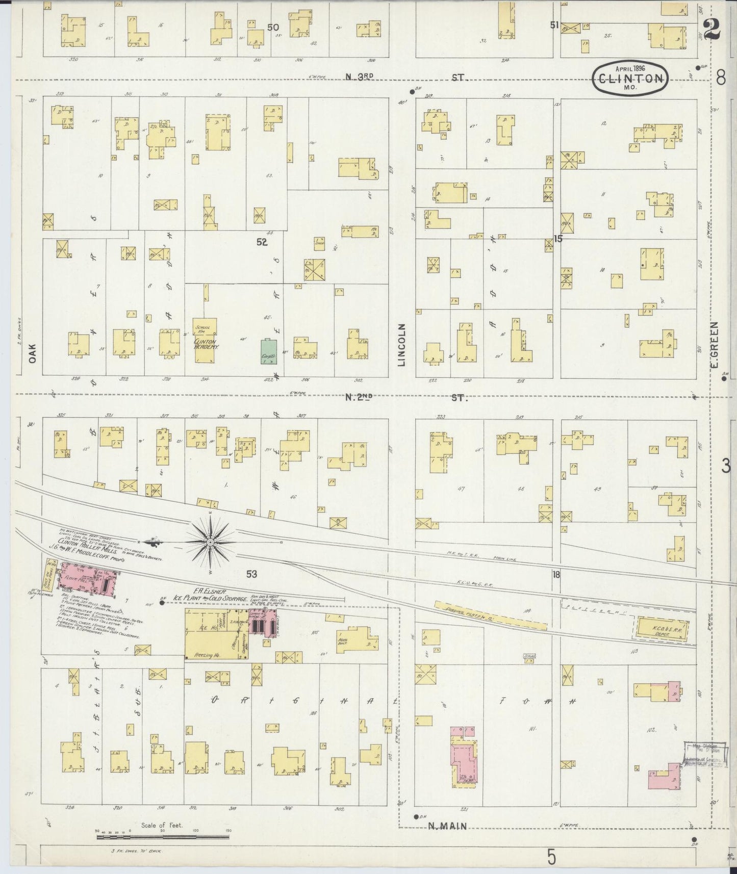 Sanborn Fire Insurance Map from Clinton, Henry County, Missouri (1896), Sheet #0002 - Historic Sanborn Fire Insurance Map Print, vintage old map wall art, antique decor, genealogy gift, Missouri Missouri map