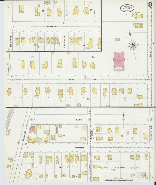 Sanborn Fire Insurance Map from Kent, Portage County, Ohio (1904), Sheet #0008 - Historic Sanborn Fire Insurance Map Print, vintage old map wall art, antique decor, genealogy gift, Ohio Ohio map