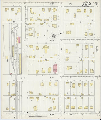Sanborn Fire Insurance Map from De Kalb, De Kalb County, Illinois (1897), Sheet #0004 - Complete Map Set gallery image, historic Sanborn map, vintage wall art, Illinois Illinois