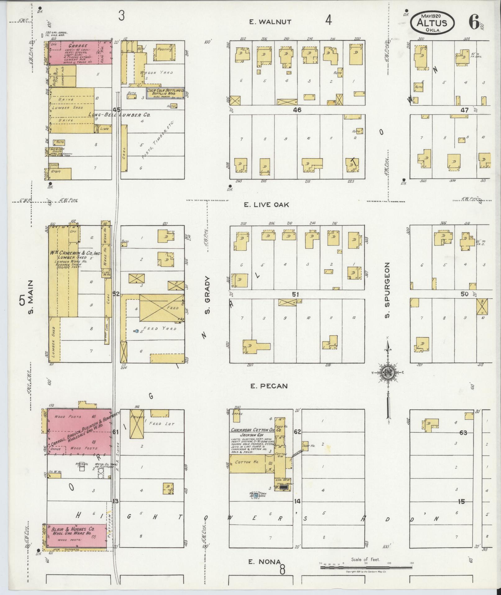 Sanborn Fire Insurance Map from Altus, Jackson County, Oklahoma (1920), Sheet #0006 - Historic Sanborn Fire Insurance Map Print, vintage old map wall art, antique decor, genealogy gift, Oklahoma Oklahoma map