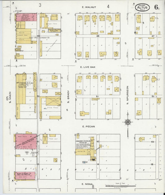 Sanborn Fire Insurance Map from Altus, Jackson County, Oklahoma (1920), Sheet #0006 - Historic Sanborn Fire Insurance Map Print, vintage old map wall art, antique decor, genealogy gift, Oklahoma Oklahoma map