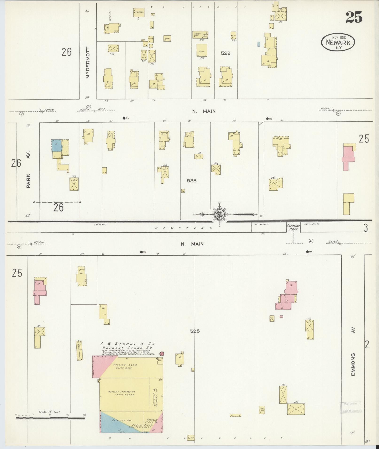 Sanborn Fire Insurance Map from Newark, Wayne County, New York (1912), Sheet #0025 - Complete Map Set gallery image, historic Sanborn map, vintage wall art, New York New York