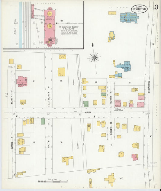 Sanborn Fire Insurance Map from Irvington, Westchester County, New York (1900), Sheet #0003 - Historic Sanborn Fire Insurance Map Print, vintage old map wall art, antique decor, genealogy gift, New York New York map