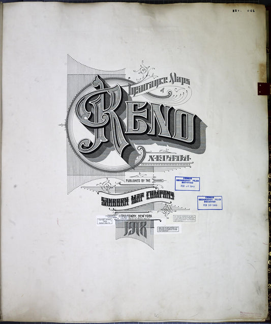 Sanborn Fire Insurance Map from Reno, Washoe County, Nevada (1949), Sheet #0001 - Historic Sanborn Fire Insurance Map Print, vintage old map wall art, antique decor, genealogy gift, Nevada Nevada map