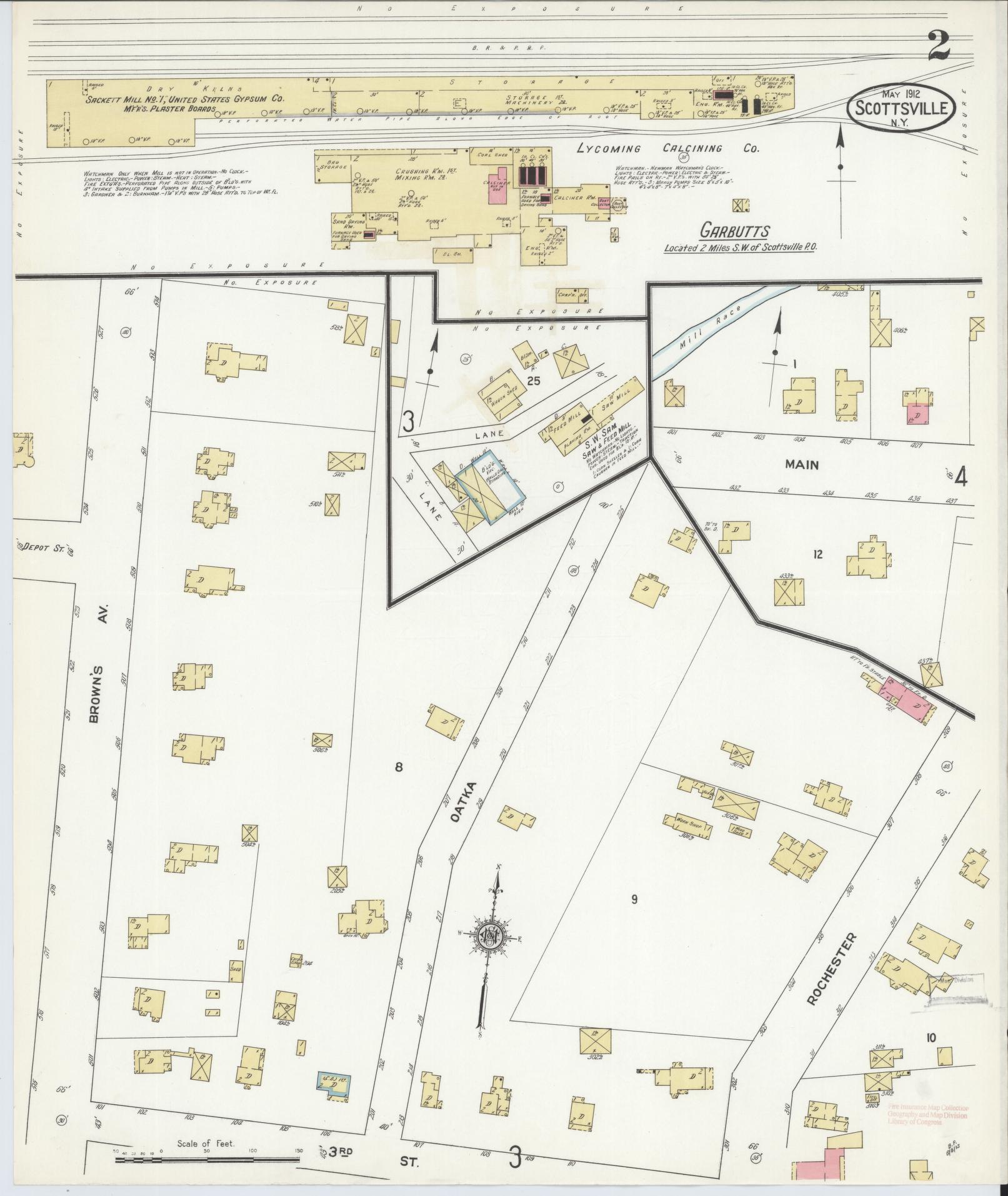 Sanborn Fire Insurance Map from Scottsville, Monroe County, New York (1912), Sheet #0002 - Complete Map Set gallery image, historic Sanborn map, vintage wall art, New York New York