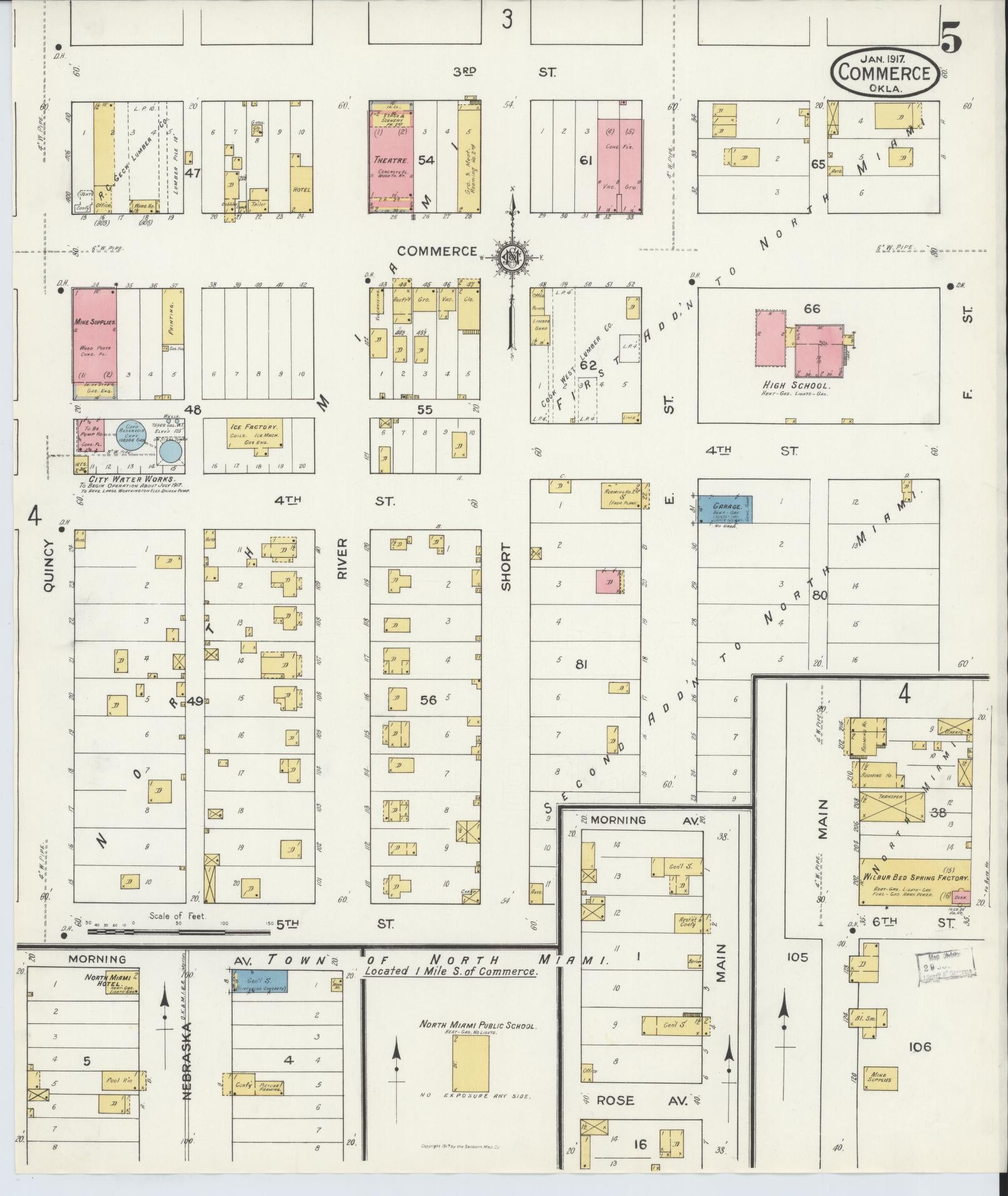 Sanborn Fire Insurance Map from Commerce, Ottawa County, Oklahoma (1917), Sheet #0005 - Complete Map Set gallery image, historic Sanborn map, vintage wall art, Oklahoma Oklahoma