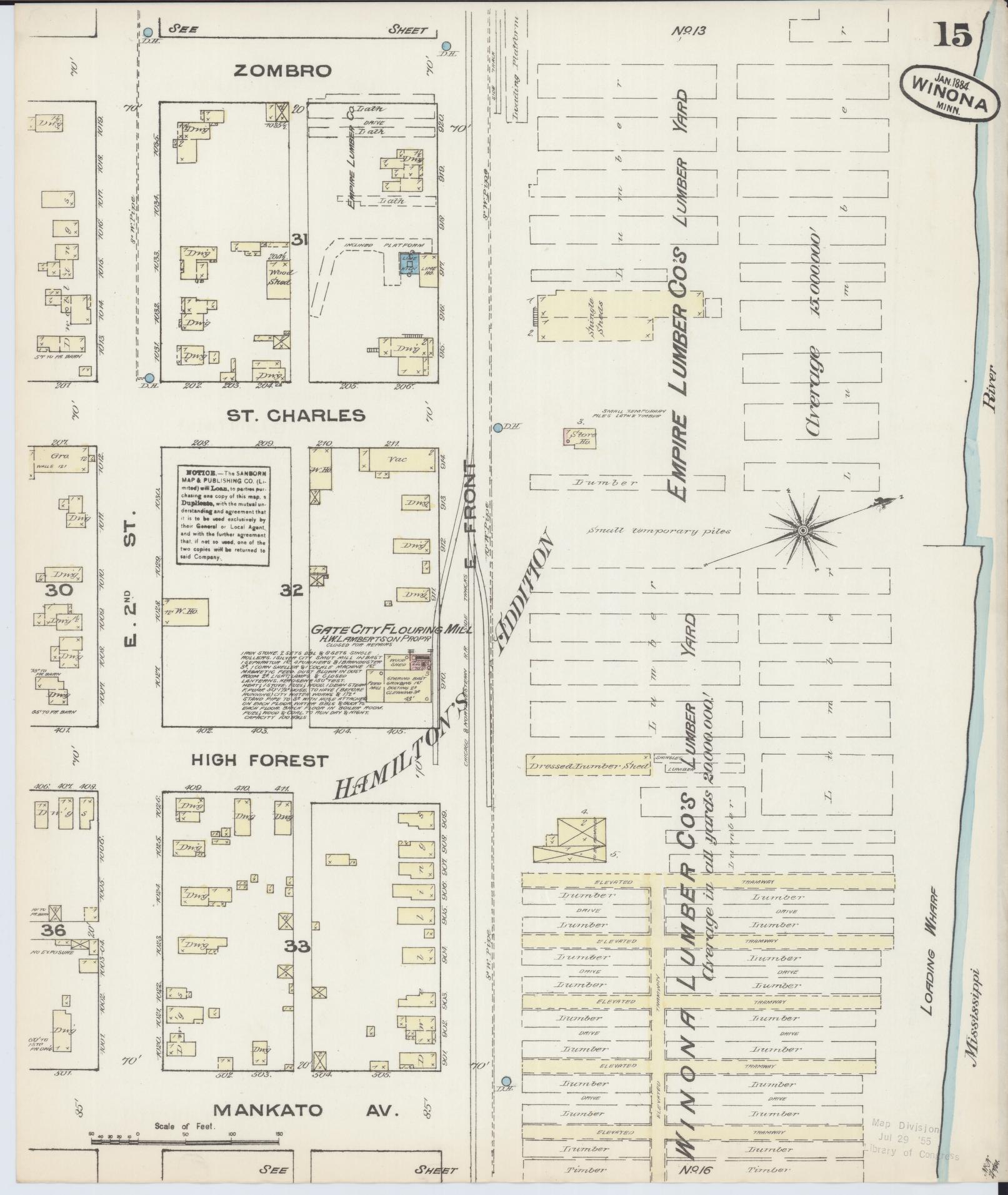 Sanborn Fire Insurance Map from Winona, Winona County, Minnesota (1884), Sheet #0015 - Complete Map Set gallery image, historic Sanborn map, vintage wall art, Minnesota Minnesota