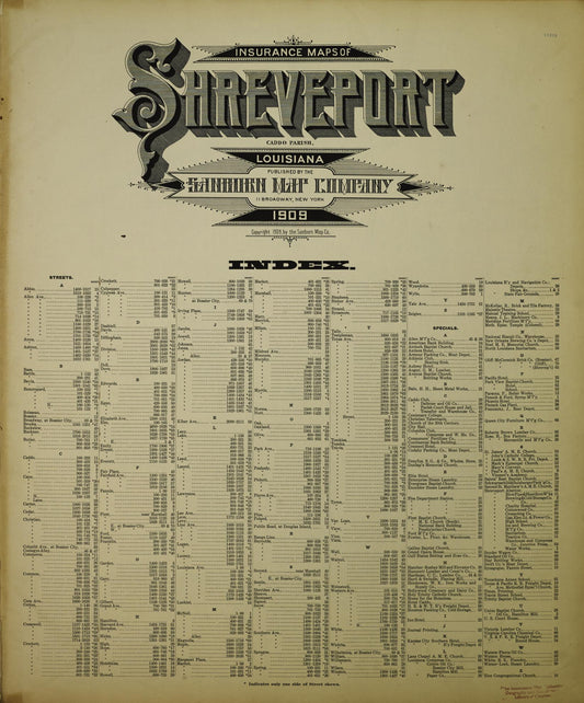 Sanborn Fire Insurance Map from Shreveport, Caddo Parish, Louisiana. (1909) – Historic Sanborn Fire Insurance Map Print