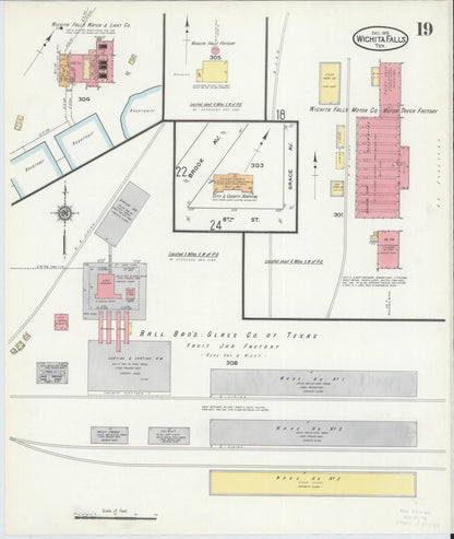 Sanborn Fire Insurance Map from Wichita Falls, Wichita County, Texas (1915), Sheet #0019 - Complete Map Set gallery image, historic Sanborn map, vintage wall art, Texas Texas