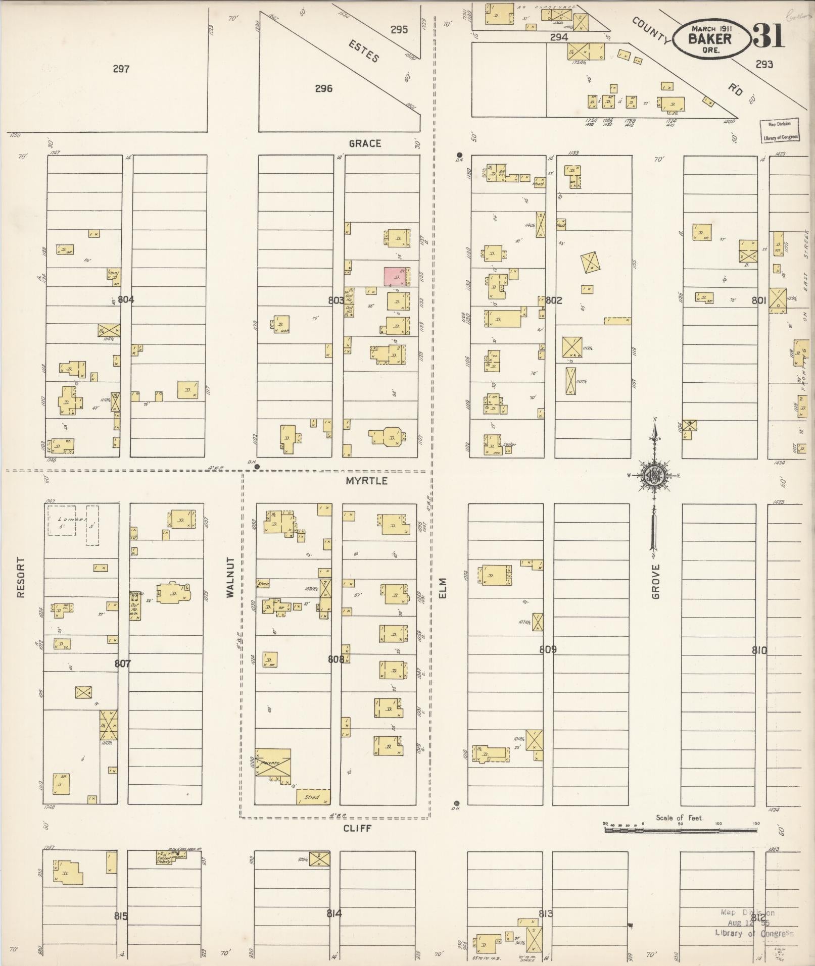 Sanborn Fire Insurance Map from Baker, Baker County, Oregon (1911), Sheet #0031 - Historic Sanborn Fire Insurance Map Print, vintage old map wall art, antique decor, genealogy gift, Oregon Oregon map