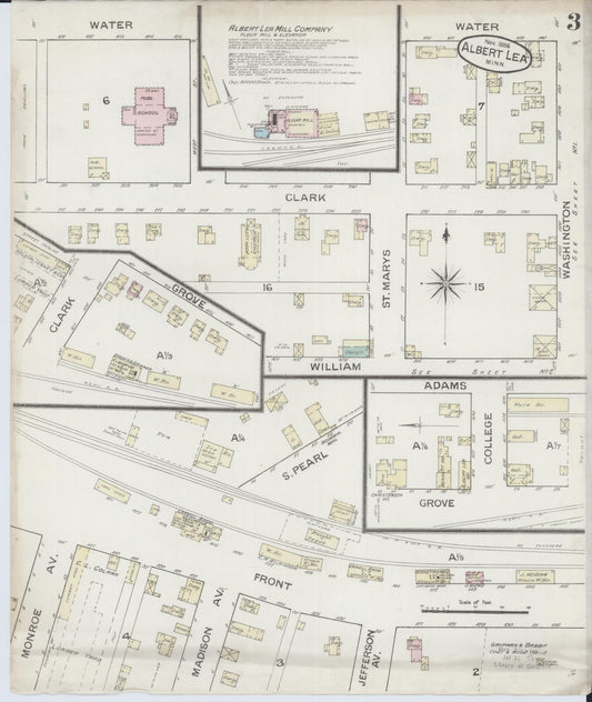 Sanborn Fire Insurance Map from Albert Lea, Freeborn County, Minnesota (1886), Sheet #0003 - Historic Sanborn Fire Insurance Map Print, vintage old map wall art, antique decor, genealogy gift, Minnesota Minnesota map