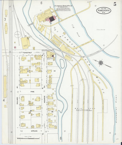 Sanborn Fire Insurance Map from Ronceverte, Greenbrier County, West Virginia (1910), Sheet #0005 - Complete Map Set gallery image, historic Sanborn map, vintage wall art, West Virginia West Virginia