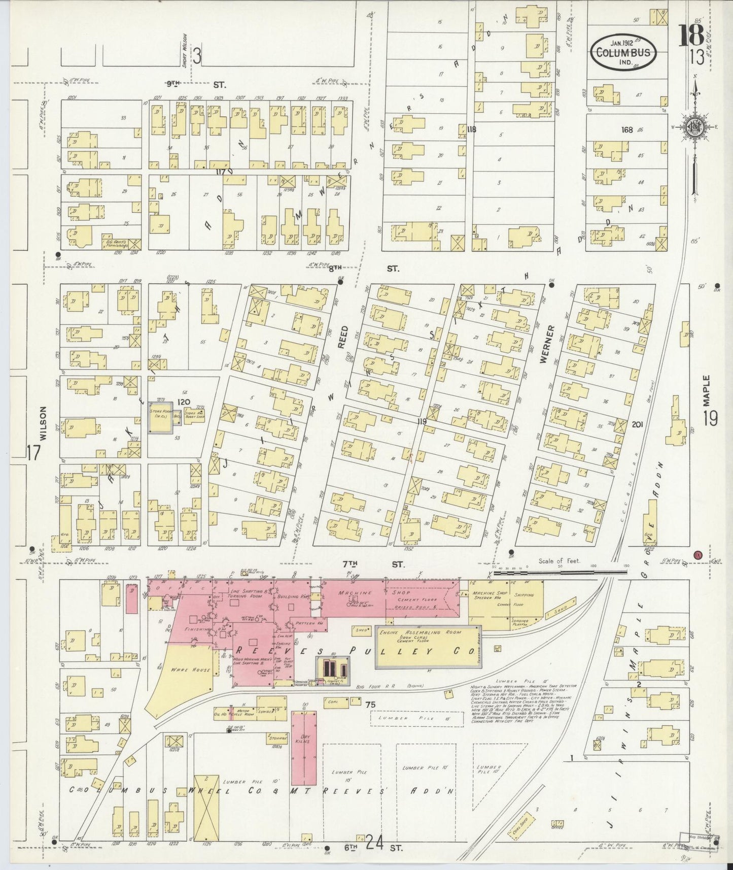 Sanborn Fire Insurance Map from Columbus, Bartholomew County, Indiana (1912), Sheet #0018 - Complete Map Set gallery image, historic Sanborn map, vintage wall art, Indiana Indiana