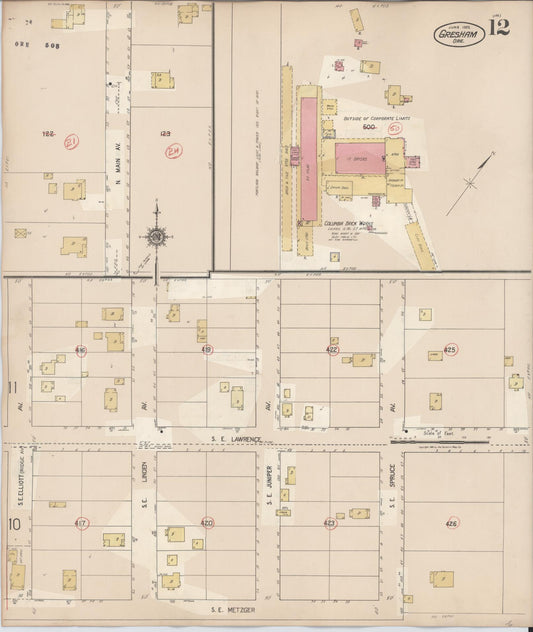 Sanborn Fire Insurance Map from Gresham, Multnomah County, Oregon (1941), Sheet #0012 - Historic Sanborn Fire Insurance Map Print, vintage old map wall art, antique decor, genealogy gift, Oregon Oregon map