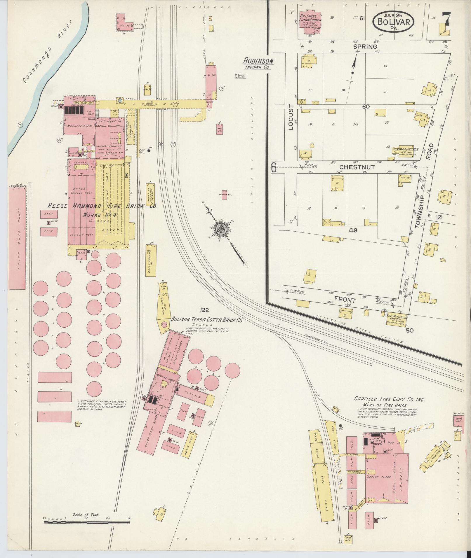 Sanborn Fire Insurance Map from Bolivar, Westmoreland County, Pennsylvania (1915), Sheet #0007 - Historic Sanborn Fire Insurance Map Print, vintage old map wall art, antique decor, genealogy gift, Pennsylvania Pennsylvania map
